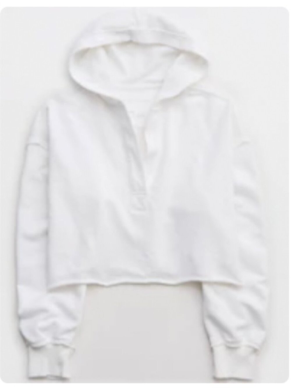 Aerie White Cropped Open Neck Hoodie